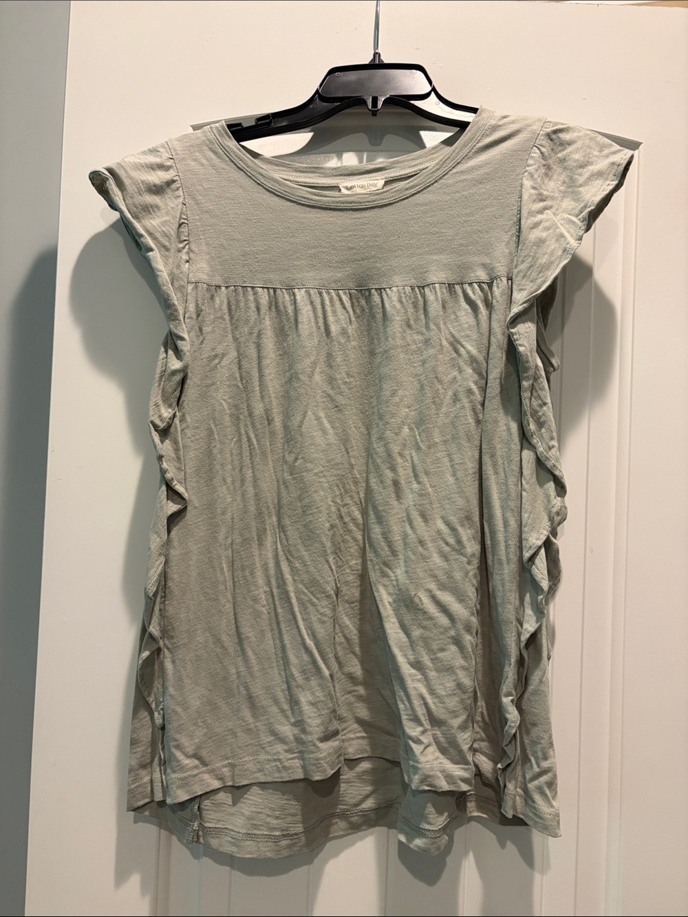 Sleeveless Ruffle-Trim Women's Top in Light Sage